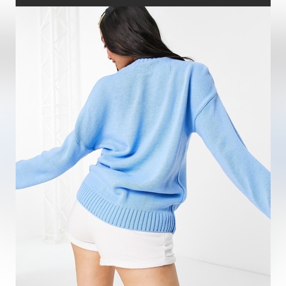 ASOS women’s petite oversized Smiley Face Sweater crew neck ribbed waist cuffs 2 - Picture 11 of 14